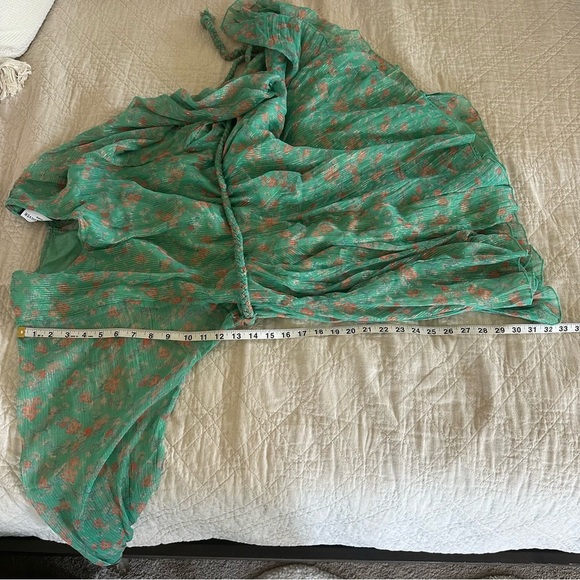 Boho Summer Mint chiffon ditsy floral print mini dress with Belt Italian Size 6 - Picture 16 of 17